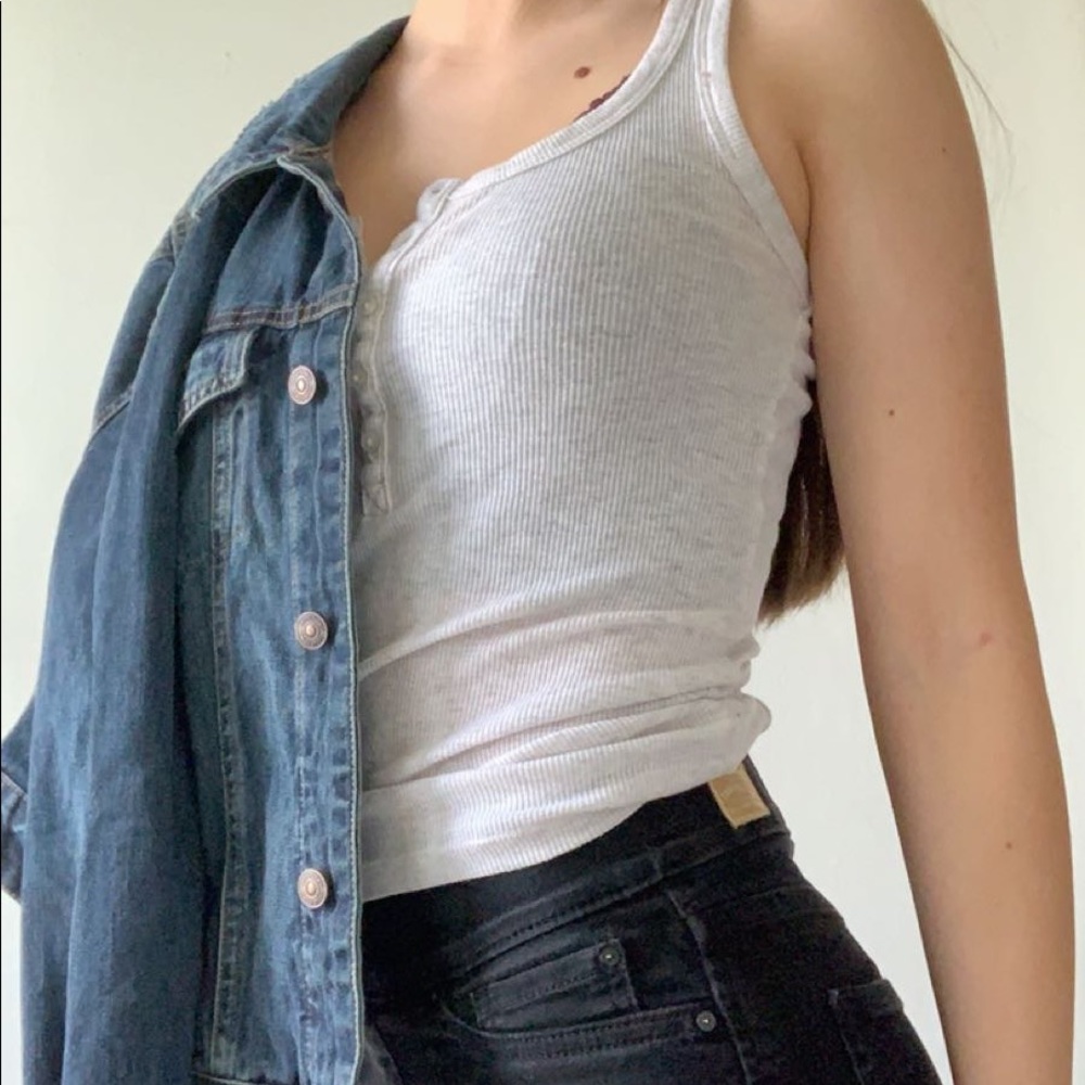 Aerie (REAL SOFT) ribbed light gray tank top